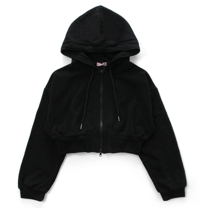 ジップパーカー レディース ショート丈 クロップド スウェット 軽防寒 羽織り 韓国ファッション Belle Cie ST/No.22083