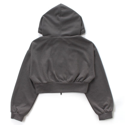 ジップパーカー レディース ショート丈 クロップド スウェット 軽防寒 羽織り 韓国ファッション Belle Cie ST/No.22083