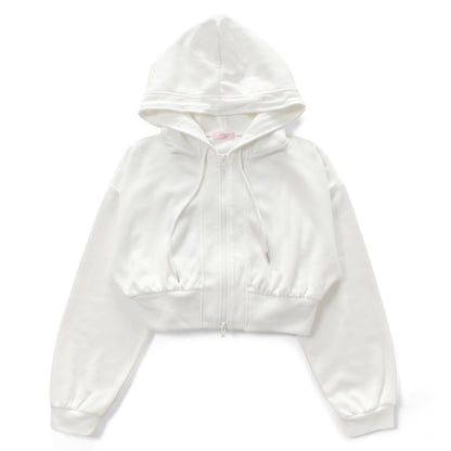 ジップパーカー レディース ショート丈 クロップド スウェット 軽防寒 羽織り 韓国ファッション Belle Cie ST/No.22083