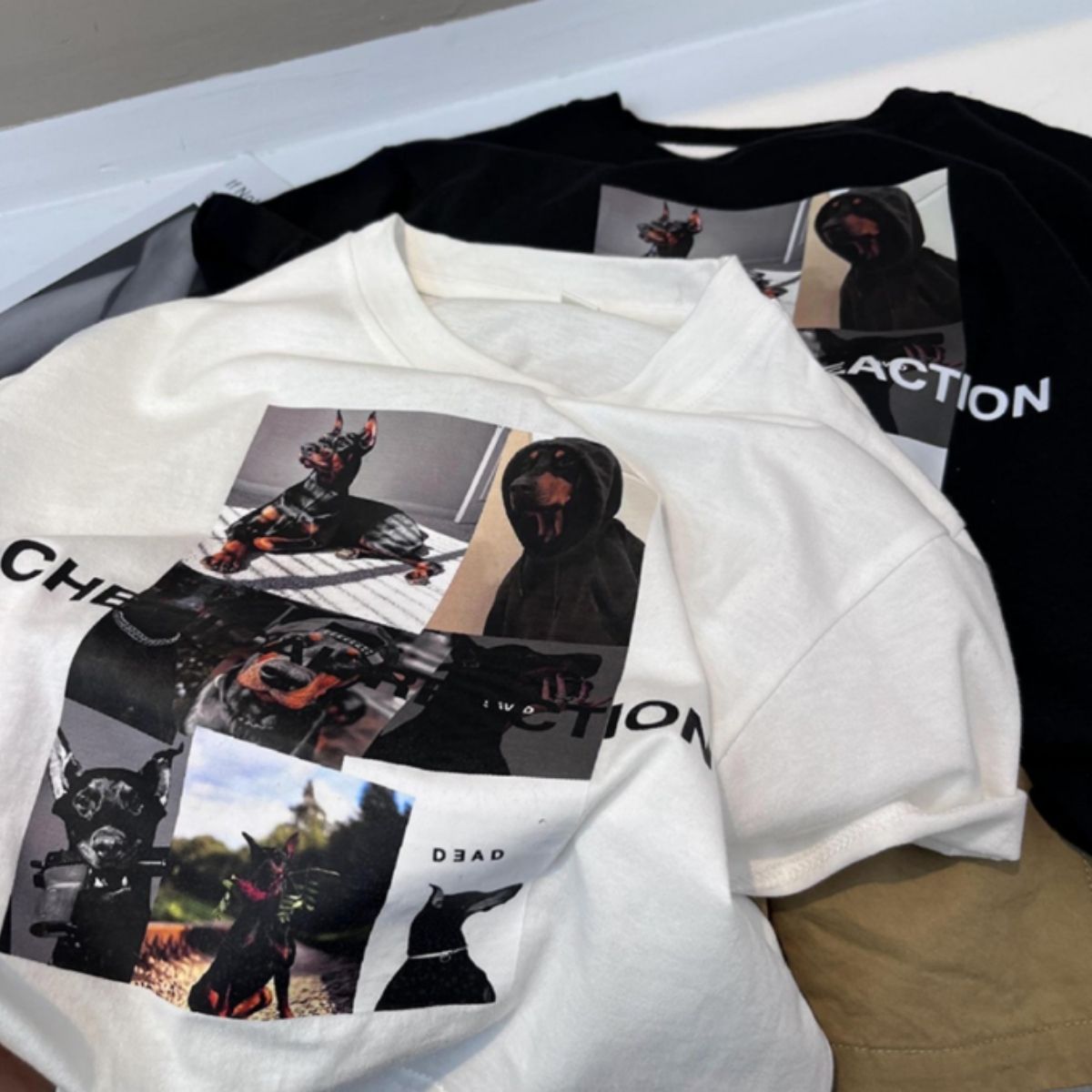 T-Shirts/ドーベルマン転写プリントＴシャツ ST/No.22089
