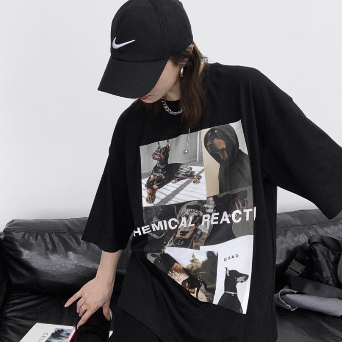 T-Shirts/ドーベルマン転写プリントＴシャツ ST/No.22089