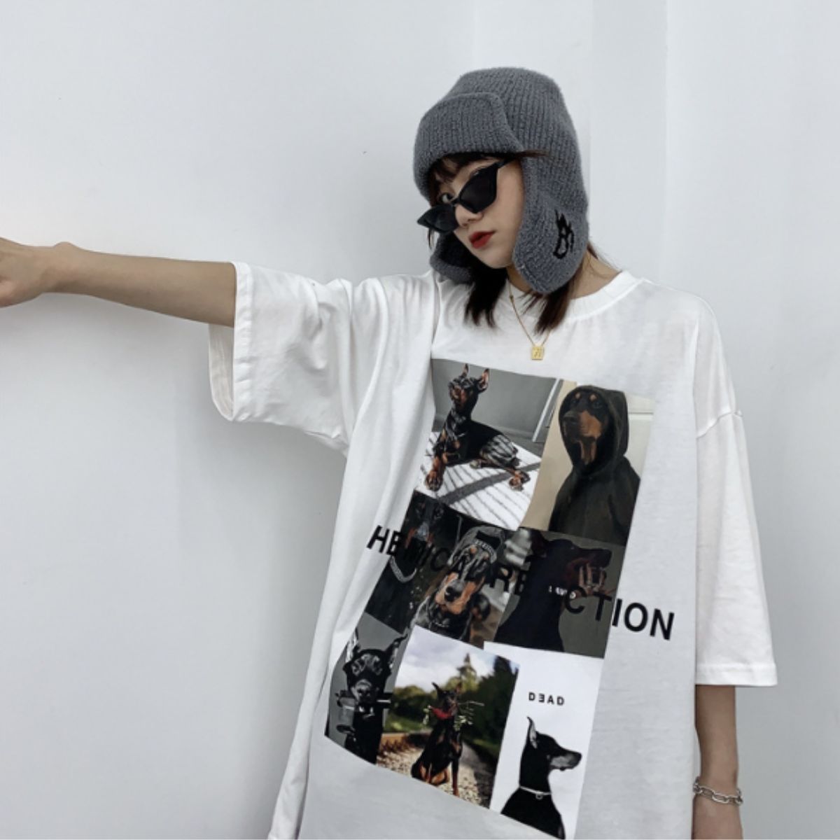 T-Shirts/ドーベルマン転写プリントＴシャツ ST/No.22089