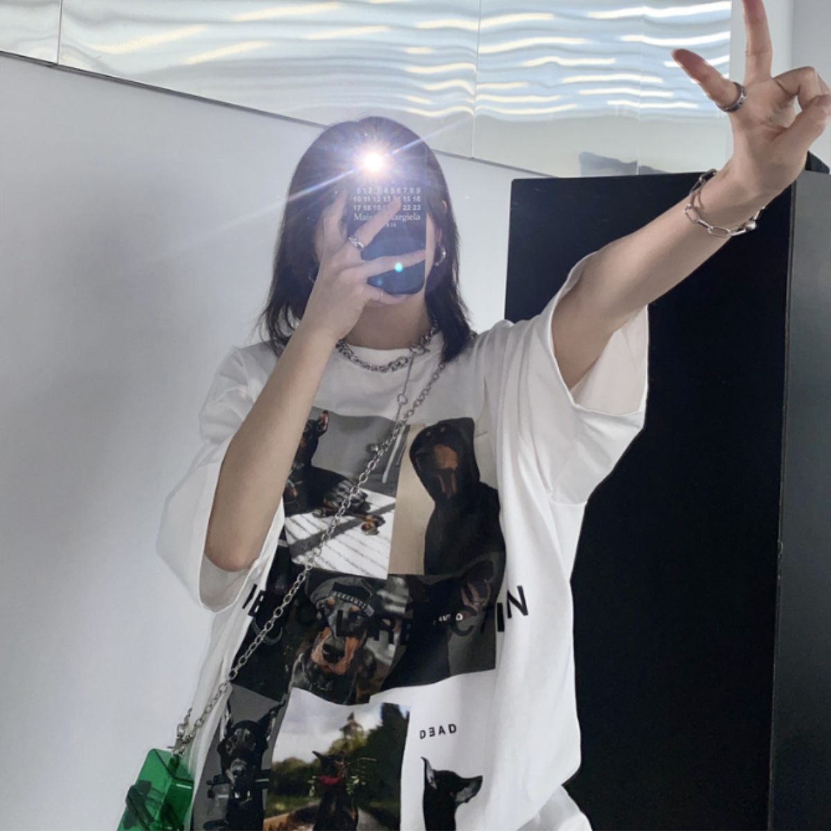 T-Shirts/ドーベルマン転写プリントＴシャツ ST/No.22089