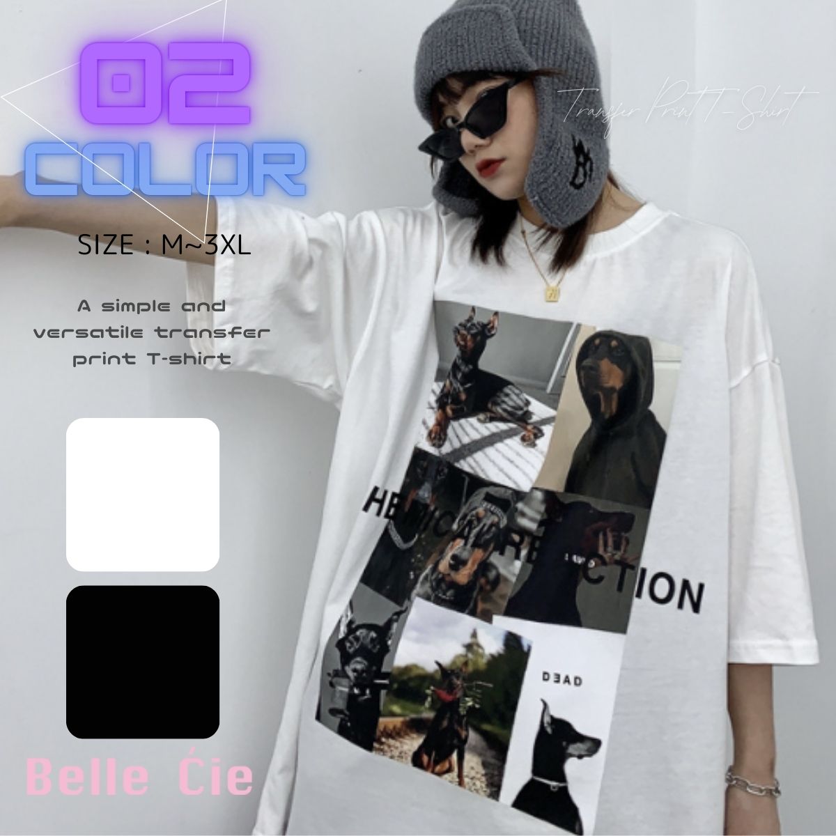T-Shirts/ドーベルマン転写プリントＴシャツ ST/No.22089