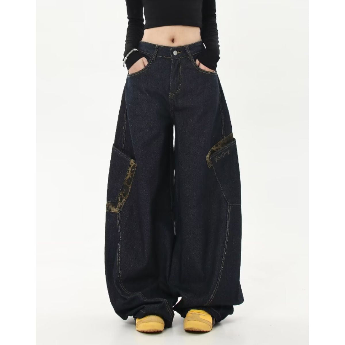 Pants/レオパード配色デニムカーブパンツ ST/No.22092