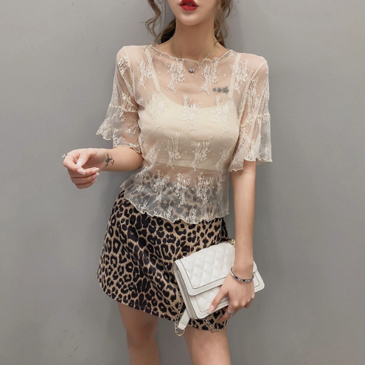 Blouse/シアーレースショートトップス ST/No.22093