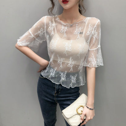 Blouse/シアーレースショートトップス ST/No.22093