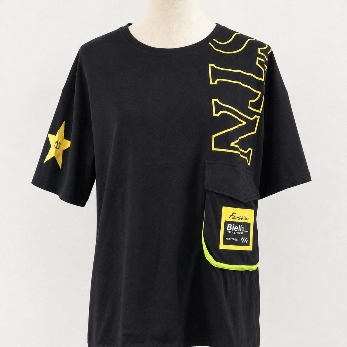 ネオンTシャツ ブラック 実物撮影 正面