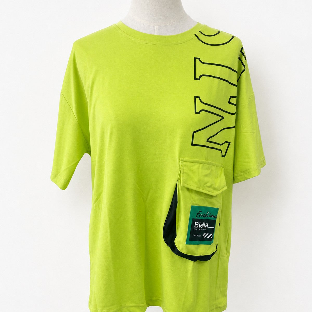 ネオンTシャツ ライム 実物撮影 正面
