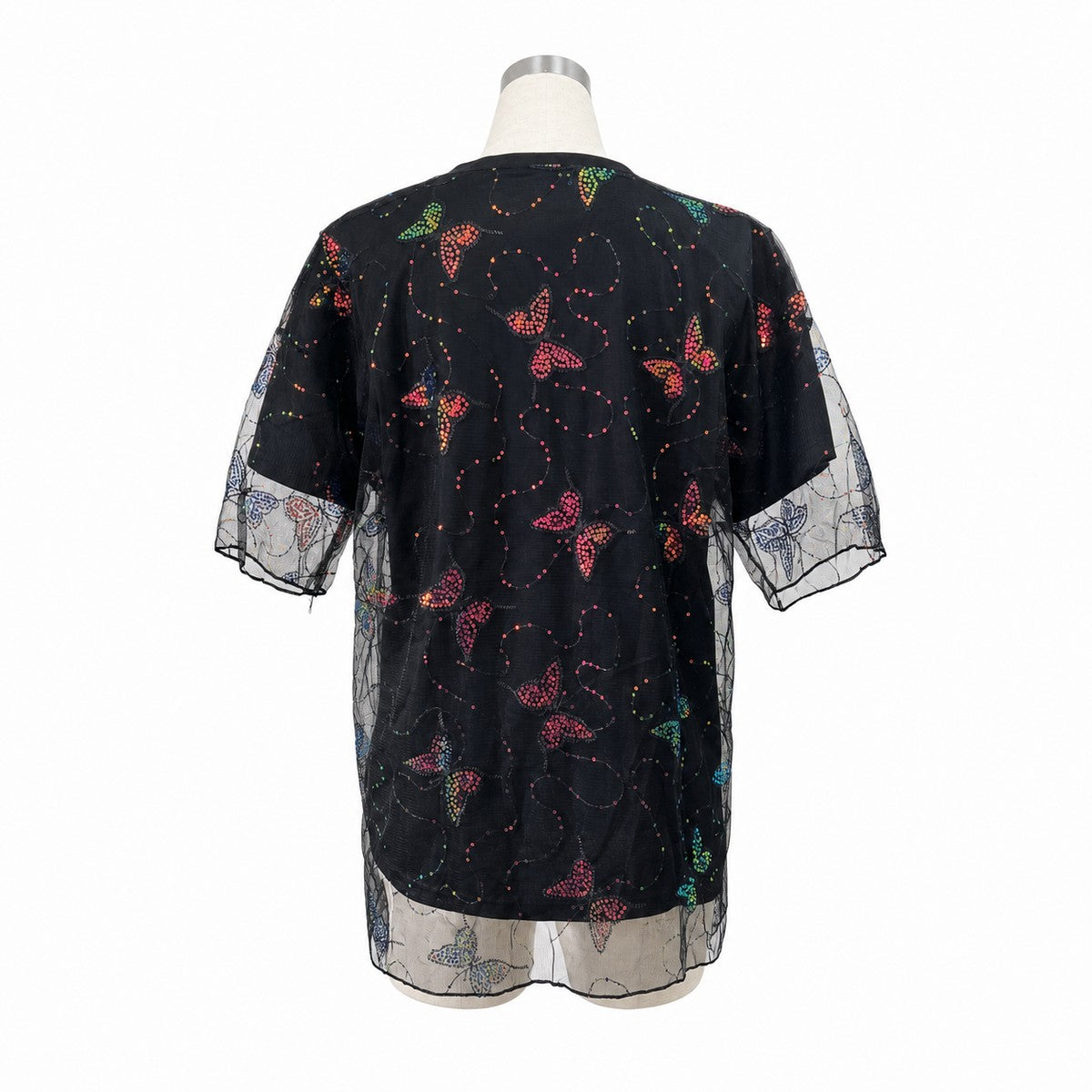 シアーTシャツ バタフライ ブラック 実物撮影 背面