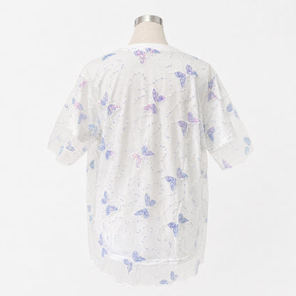シアーTシャツ バタフライ ホワイト 実物撮影 背面