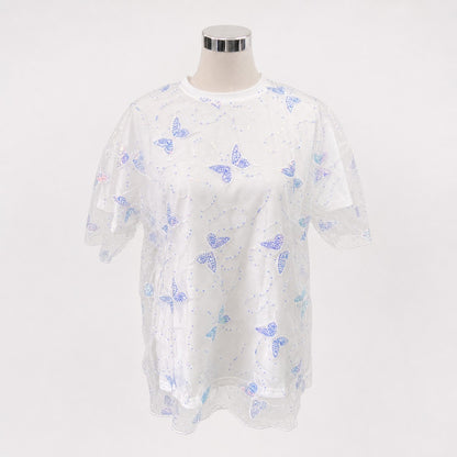 シアーTシャツ バタフライ ホワイト 実物撮影 正面