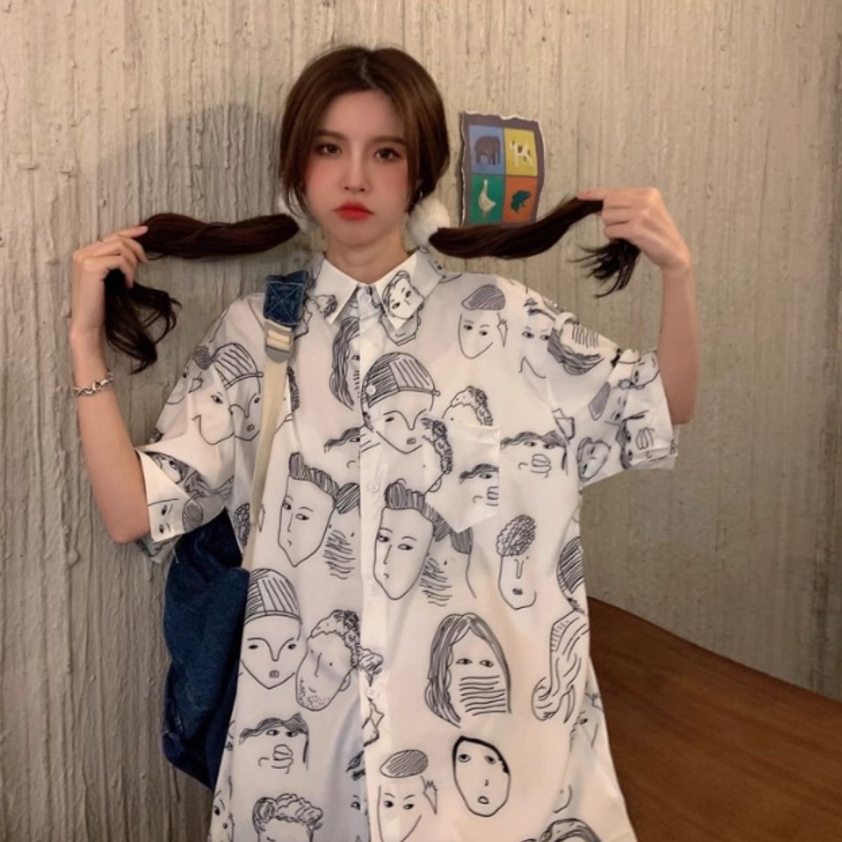 Shirts/ユニーク総柄半袖シャツ ST/No.22101