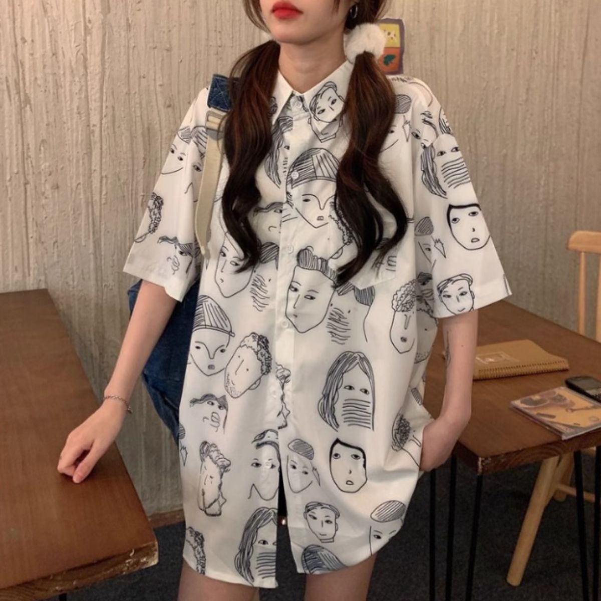 Shirts/ユニーク総柄半袖シャツ ST/No.22101