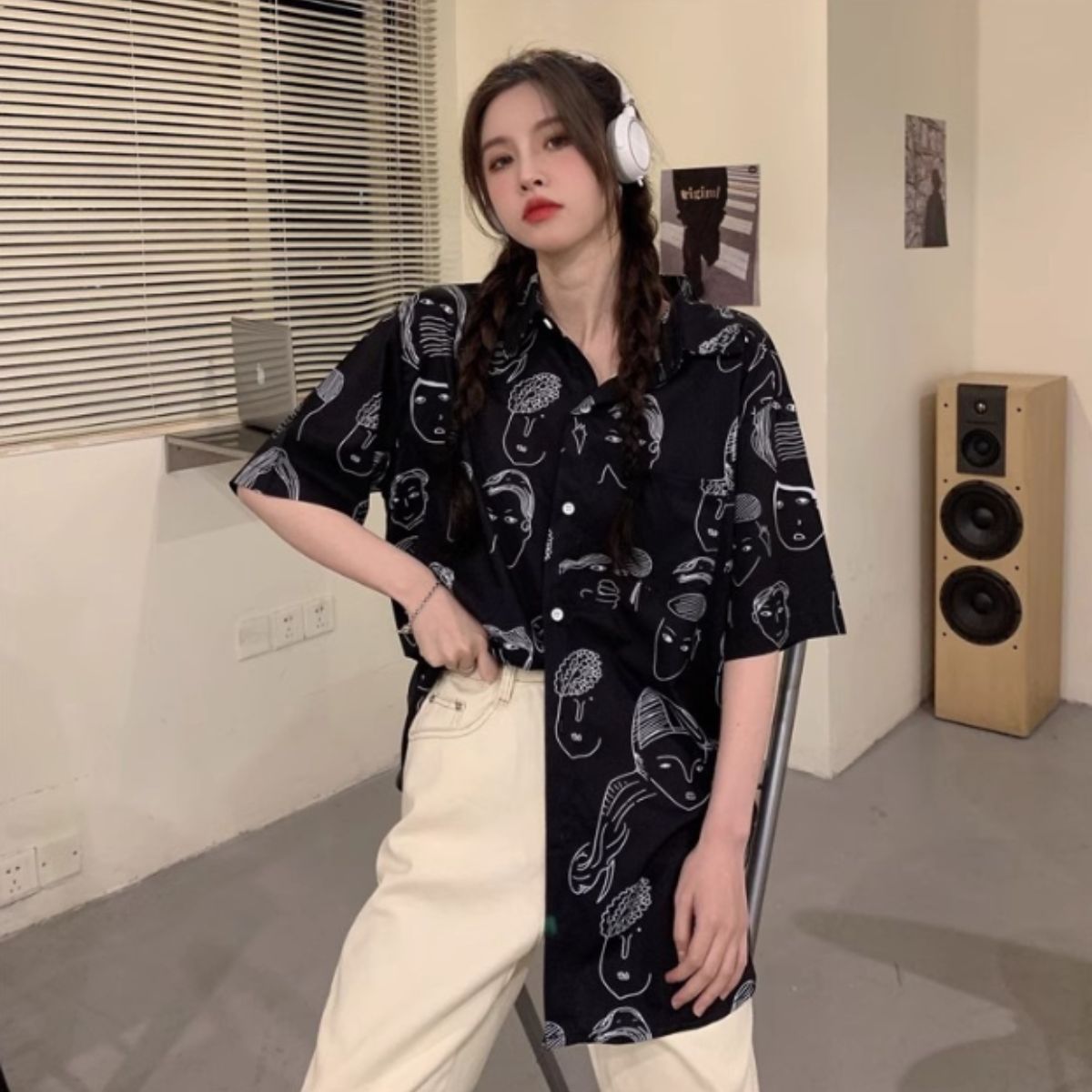 Shirts/ユニーク総柄半袖シャツ ST/No.22101