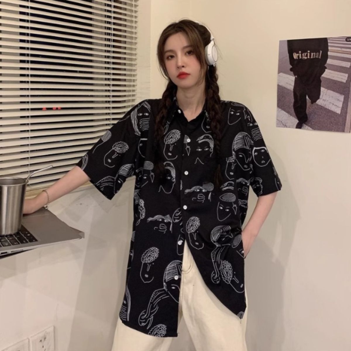 Shirts/ユニーク総柄半袖シャツ ST/No.22101