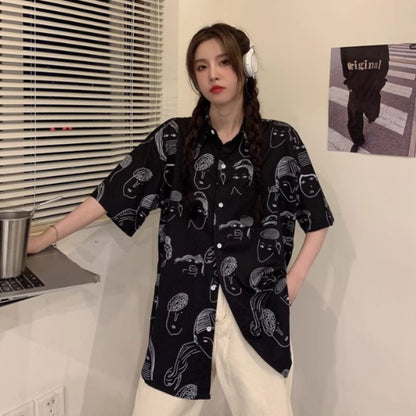 Shirts/ユニーク総柄半袖シャツ ST/No.22101