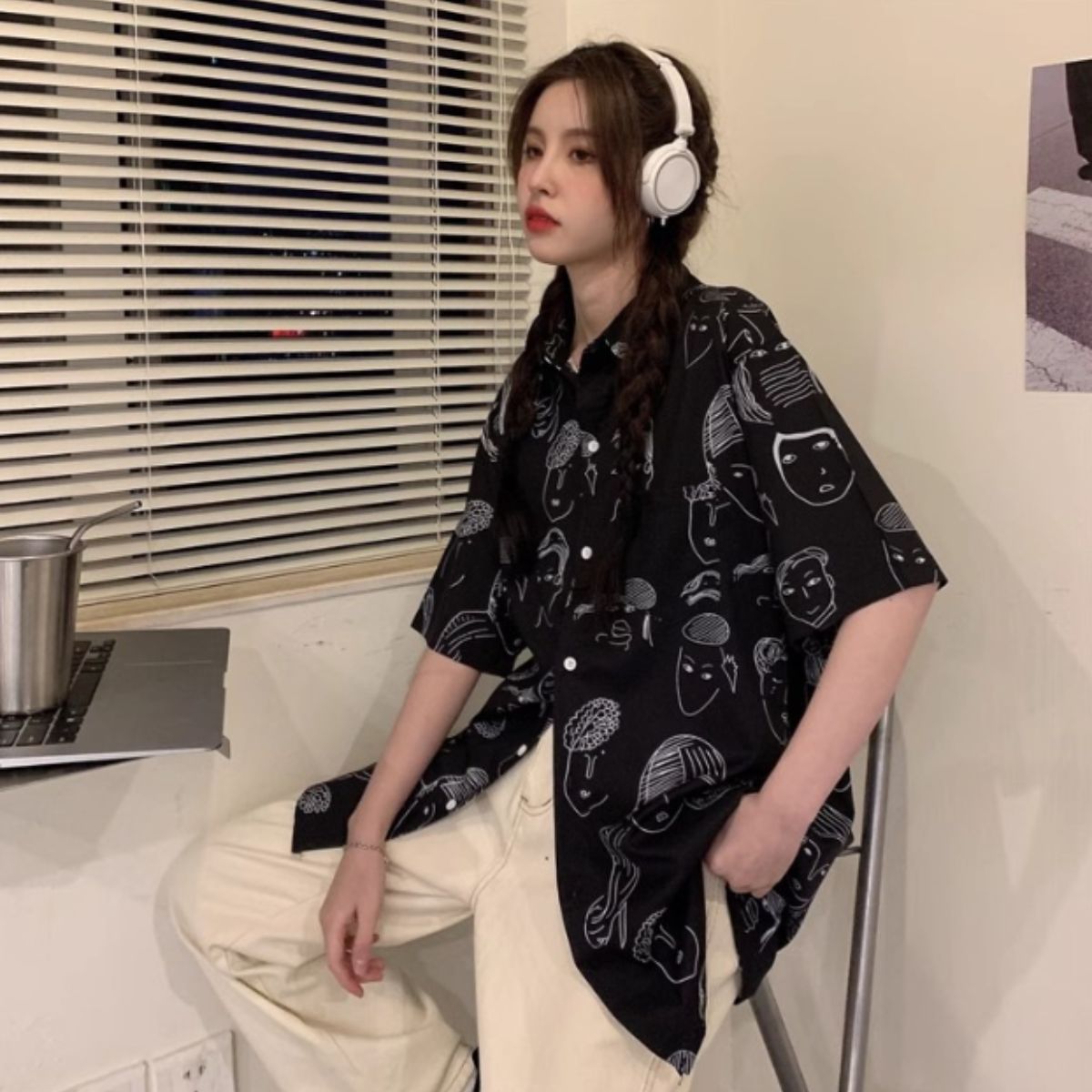 Shirts/ユニーク総柄半袖シャツ ST/No.22101