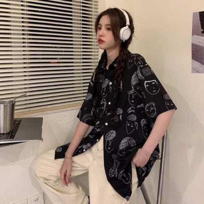 Shirts/ユニーク総柄半袖シャツ ST/No.22101
