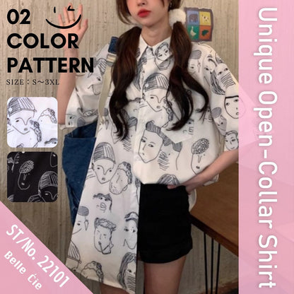 Shirts/ユニーク総柄半袖シャツ ST/No.22101