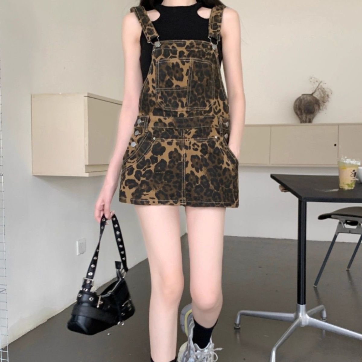 Overalls/レオパードショートサロペット ST/No.22102