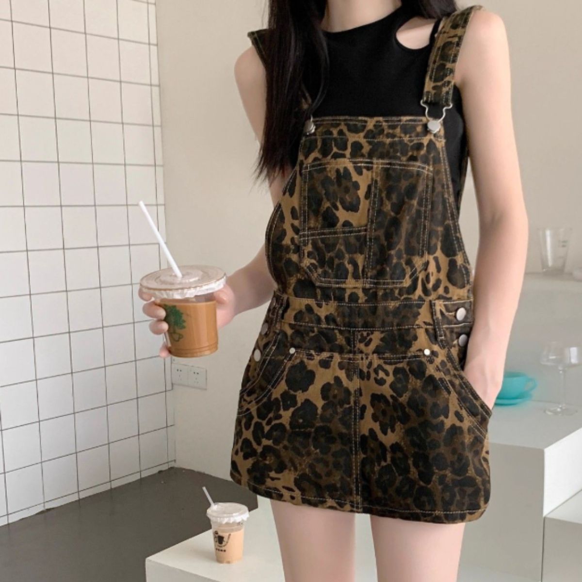 Overalls/レオパードショートサロペット ST/No.22102
