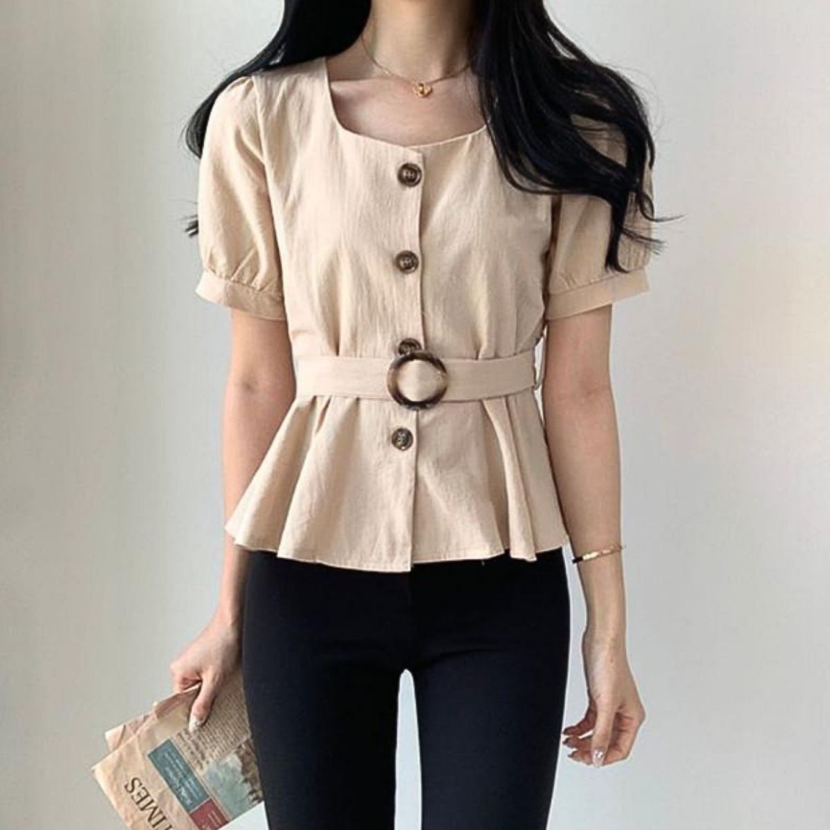 Blouse/ウエストマークレトロブラウス ST/No.22106