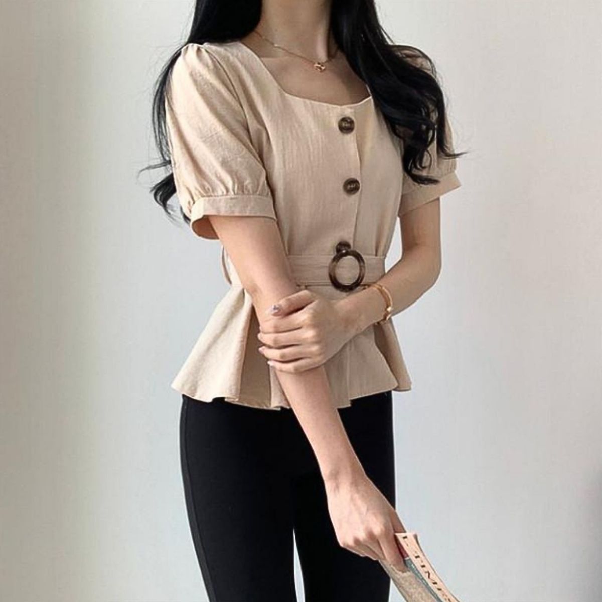 Blouse/ウエストマークレトロブラウス ST/No.22106