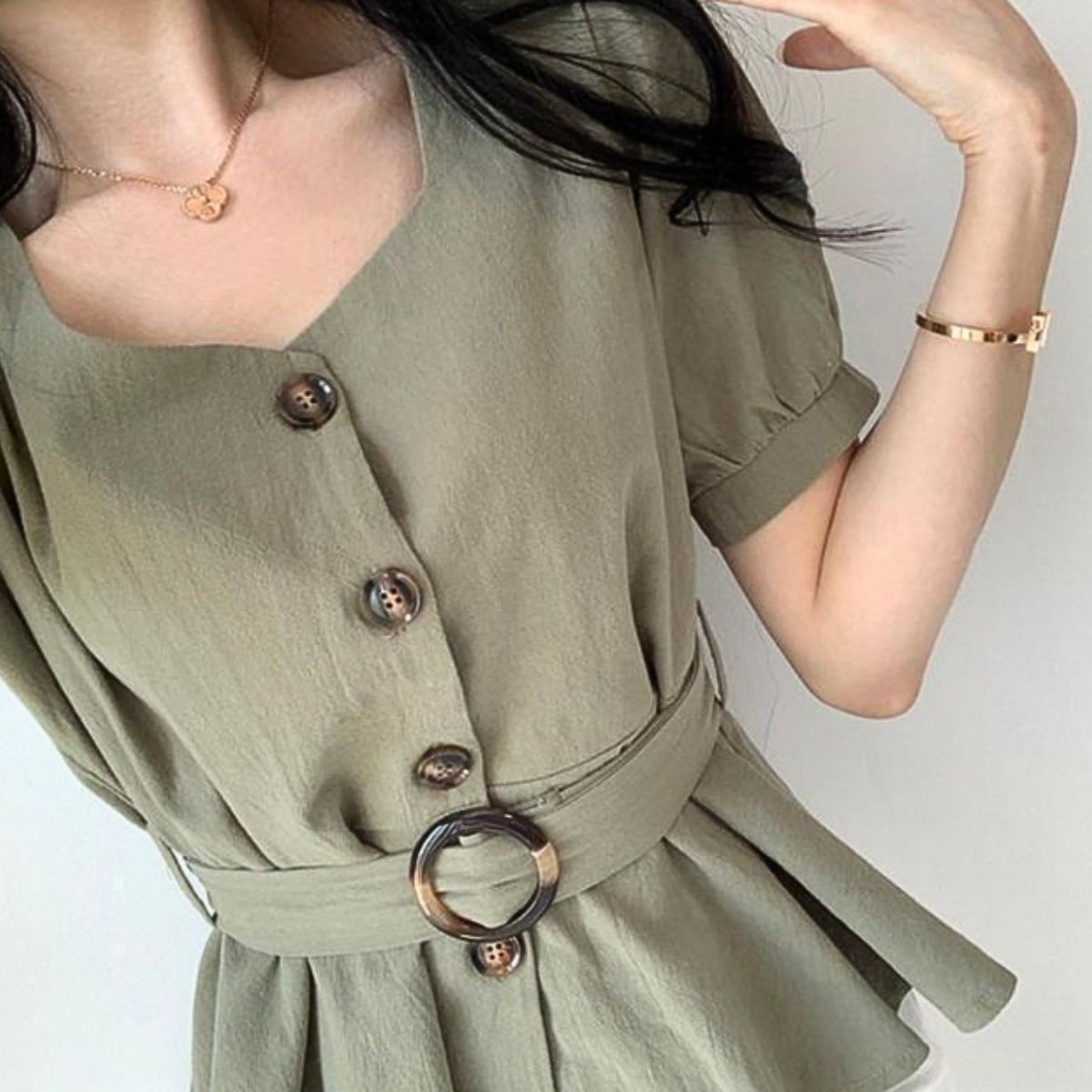 Blouse/ウエストマークレトロブラウス ST/No.22106