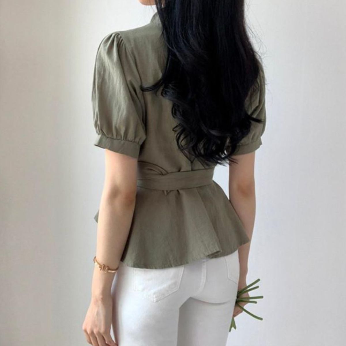 Blouse/ウエストマークレトロブラウス ST/No.22106