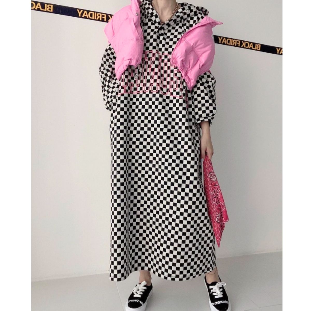 Dress/総柄フードパーカーワンピース ST/No.22107
