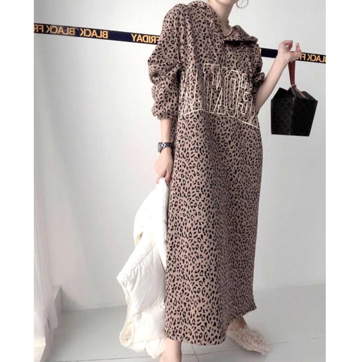 Dress/総柄フードパーカーワンピース ST/No.22107