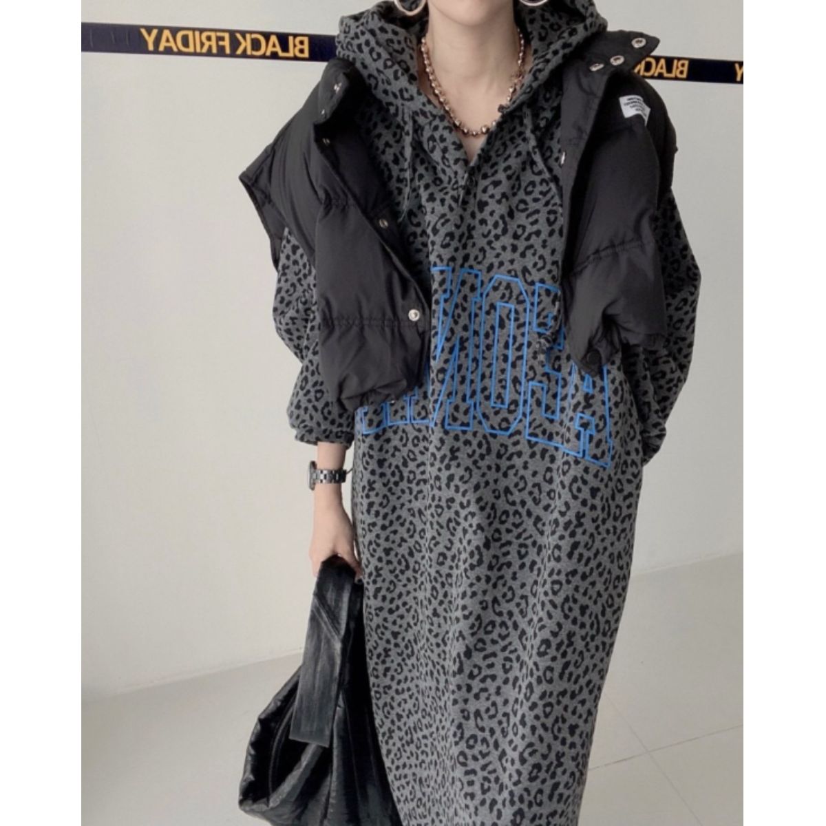 Dress/総柄フードパーカーワンピース ST/No.22107