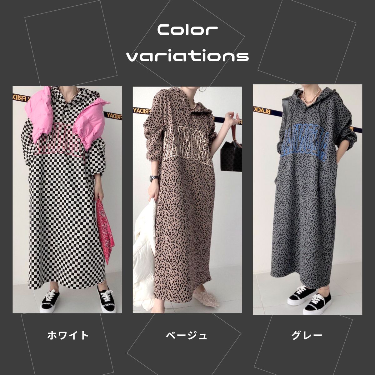 Dress/総柄フードパーカーワンピース ST/No.22107