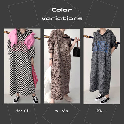 Dress/総柄フードパーカーワンピース ST/No.22107