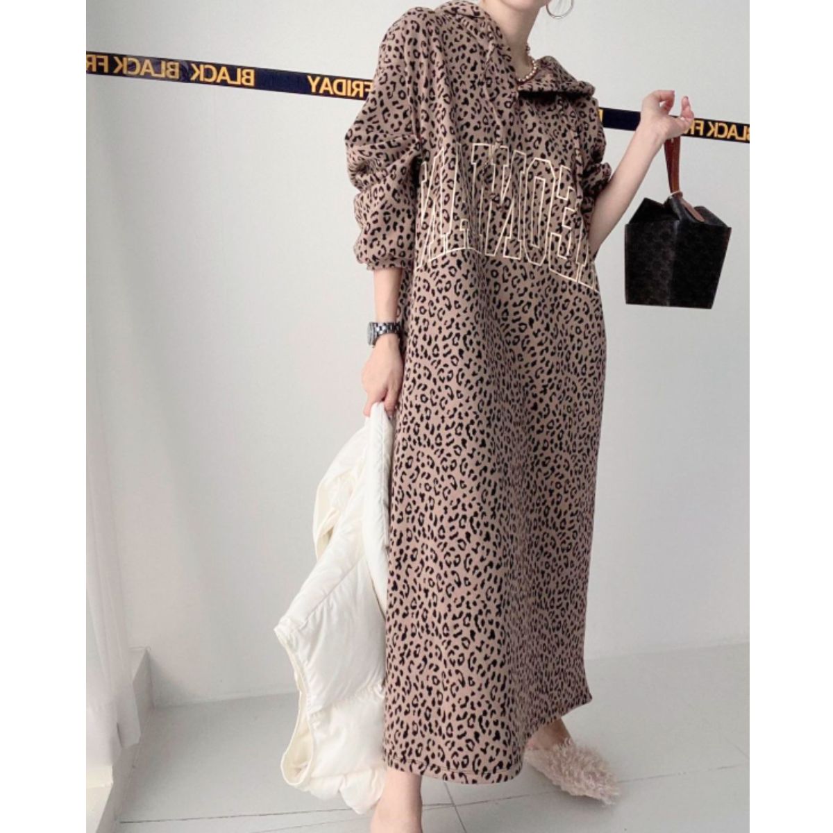 Dress/総柄フードパーカーワンピース ST/No.22107