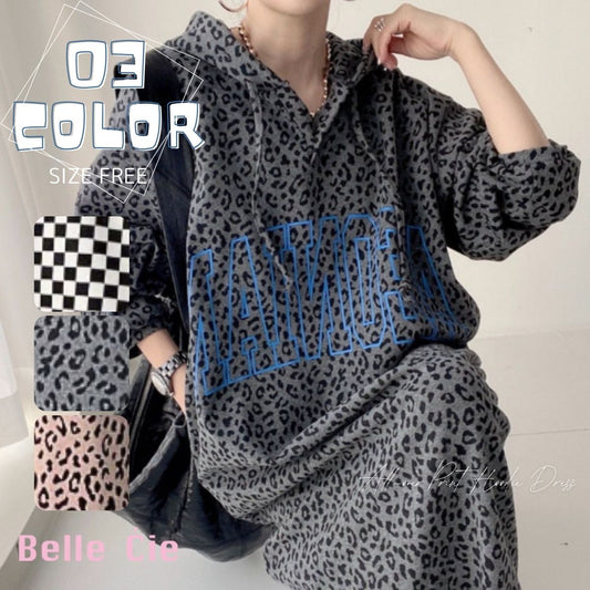 Dress/総柄フードパーカーワンピース ST/No.22107
