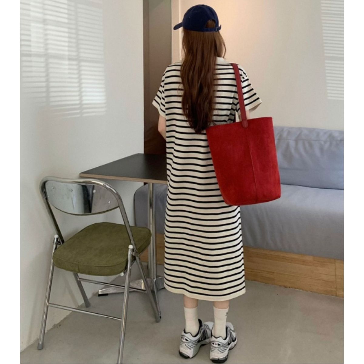 Dress/ハーフジップボーダーワンピース ST/No.22114