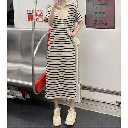 Dress/ハーフジップボーダーワンピース ST/No.22114