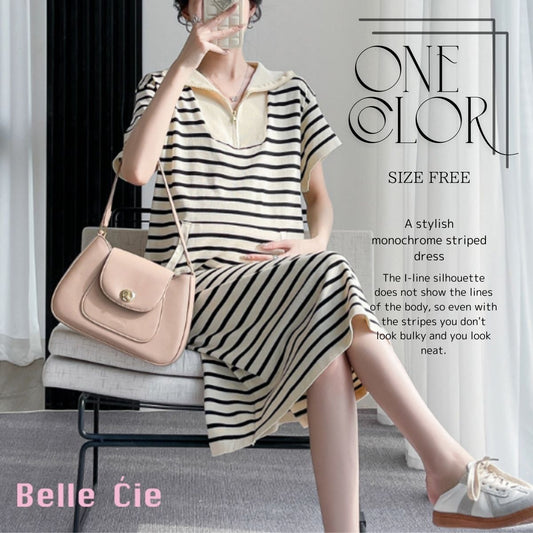 Dress/ハーフジップボーダーワンピース ST/No.22114