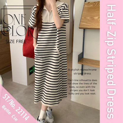 Dress/ハーフジップボーダーワンピース ST/No.22114
