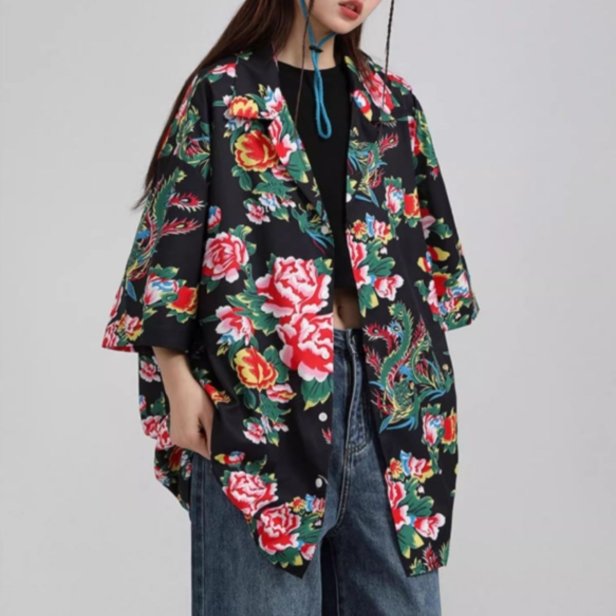 Shirts/レトロ総花柄半袖シャツ ST/No.22116