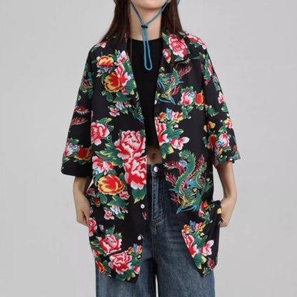 Shirts/レトロ総花柄半袖シャツ ST/No.22116