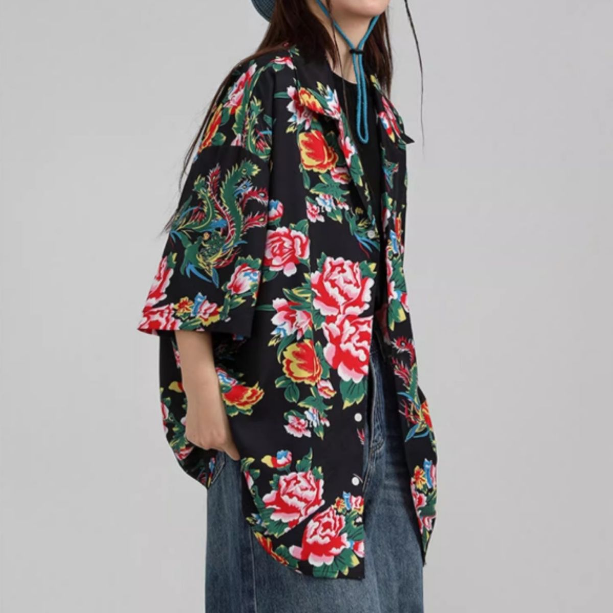 Shirts/レトロ総花柄半袖シャツ ST/No.22116