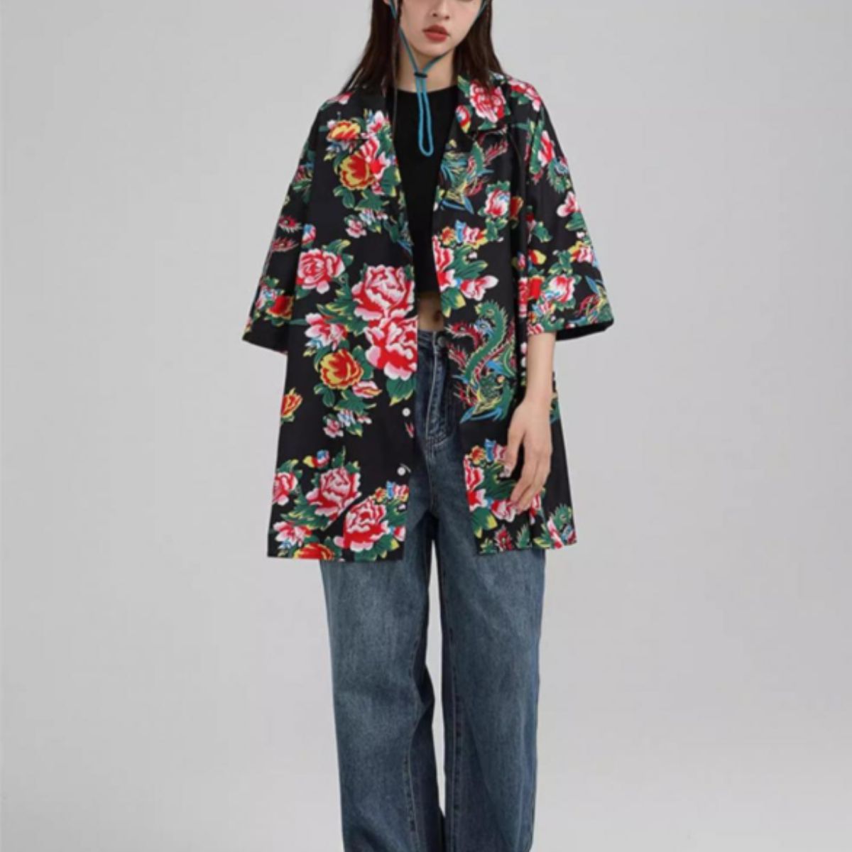 Shirts/レトロ総花柄半袖シャツ ST/No.22116