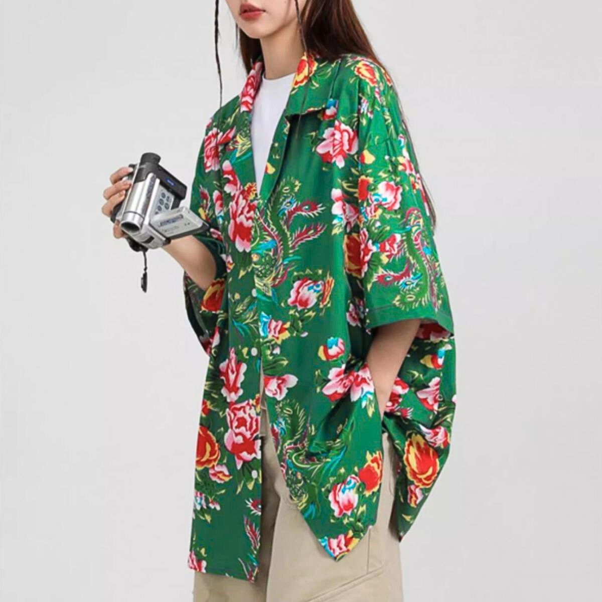 Shirts/レトロ総花柄半袖シャツ ST/No.22116