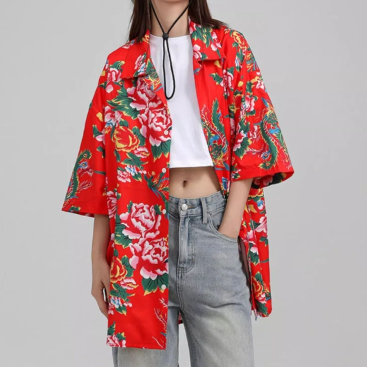Shirts/レトロ総花柄半袖シャツ ST/No.22116