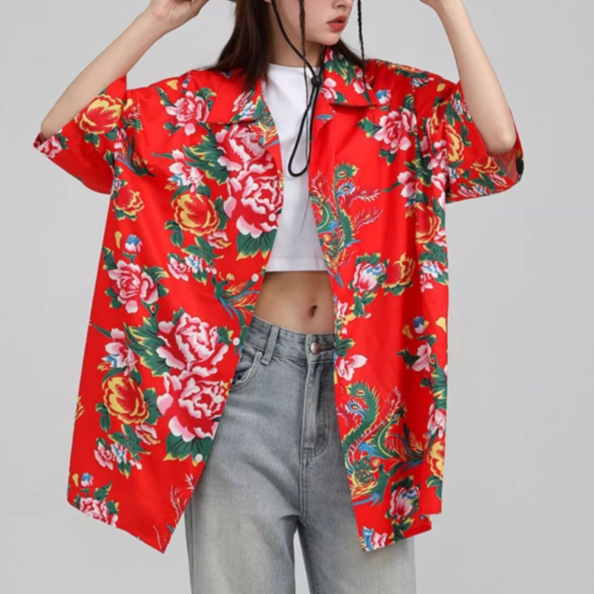 Shirts/レトロ総花柄半袖シャツ ST/No.22116