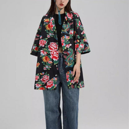 Shirts/レトロ総花柄半袖シャツ ST/No.22116