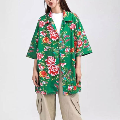 Shirts/レトロ総花柄半袖シャツ ST/No.22116